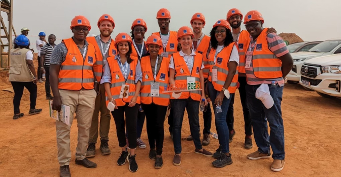 CBSA members and staff at a field trip organised as part of a sanitation conference and learning exchange in West Africa in 2023.